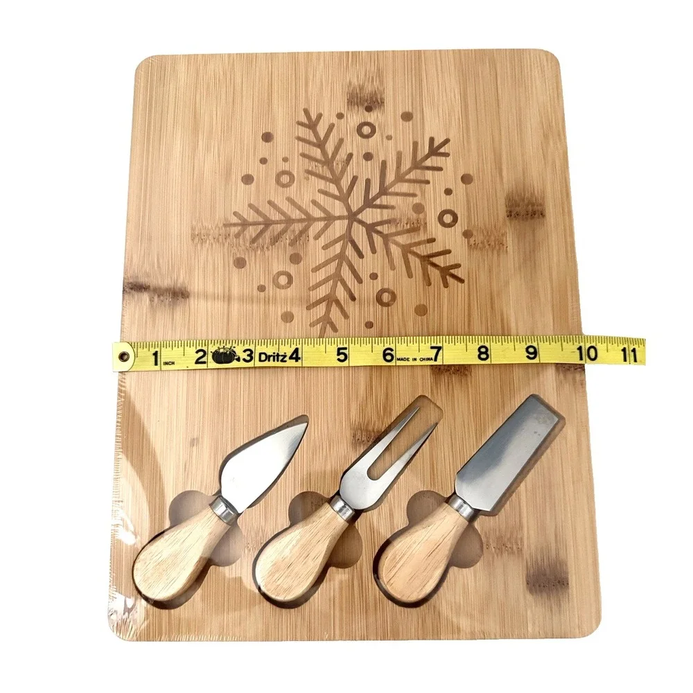 Festive Charcuterie or Cheese Board with 3 Serving Utensils BRAND NEW & SEALED